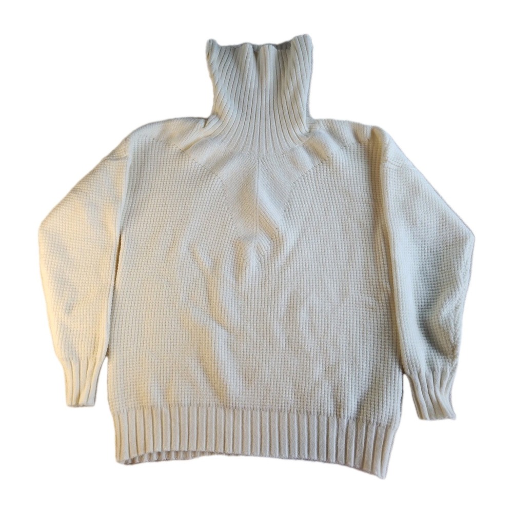 TIME FOR‎ ME Classic Turtleneck Sweater Womens Medium Ivory White Soft Warm Cozy